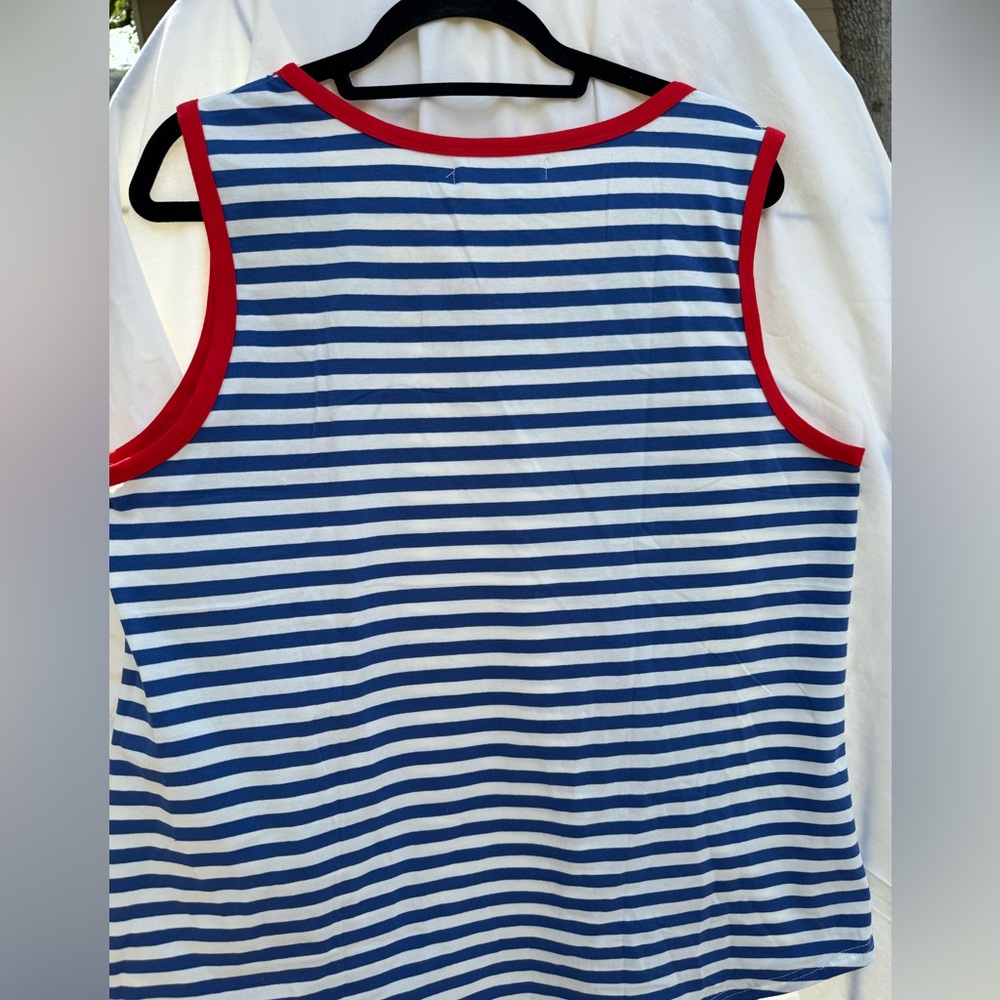 Zesica Boxy Blue/ White / Red Sleeveless Tank size XL - Picture 3 of 5